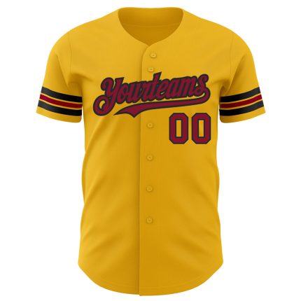 Personalized Gold Crimson & Black Authentic Baseball Jersey for Men Personalized Gold Crimson-Black Authentic Baseball Jersey