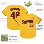 Custom Name Number Personalized Gold Crimson Black Mesh Baseball Jersey Authentic Throwback Team Personalized Gold Crimson-Black