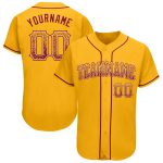 Custom Name and Number Personalized Gold Crimson-Cream Baseball Jersey - Authentic Drift Fashion Team Apparel Personalized