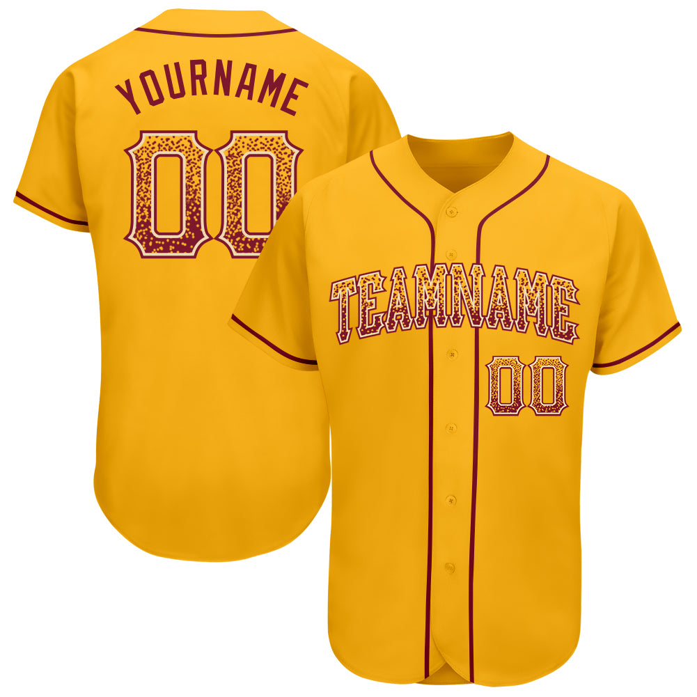 Custom Name and Number Personalized Gold Crimson-Cream Baseball Jersey - Authentic Drift Fashion Team Apparel Personalized