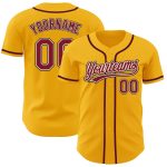 Custom Name Number Baseball Jersey - Personalized Gold Crimson Cream-Black Authentic Team Jersey Personalized Gold Crimson
