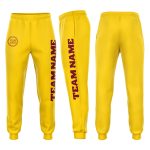 Custom Team Name Number Gold Crimson Fleece Jogger Sweatpants Personalized Personalized Gold Crimson Fleece Jogger Sweatpants