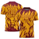 Personalized Gold Crimson Soccer Jersey - Sublimation Uniform for Teams Personalized Gold Crimson Sublimation Soccer Uniform