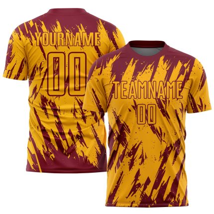 Personalized Gold Crimson Soccer Jersey - Sublimation Uniform for Teams Personalized Gold Crimson Sublimation Soccer Uniform