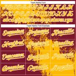 Custom Name & Number 3D Pattern Softball Jersey - Personalized Gold Crimson-White Two-Button Unisex Design Personalized Gold