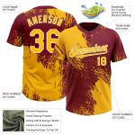 Custom Name & Number 3D Pattern Softball Jersey - Personalized Gold Crimson-White Two-Button Unisex Design Personalized Gold