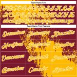 Custom Name and Number Performance T-Shirt - Personalized Gold Crimson-White Abstract Brush Stroke 3D Pattern Design Personalized