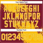 Custom Name and Number Performance T-Shirt - Personalized Gold Crimson-White Abstract Brush Stroke 3D Pattern Design Personalized