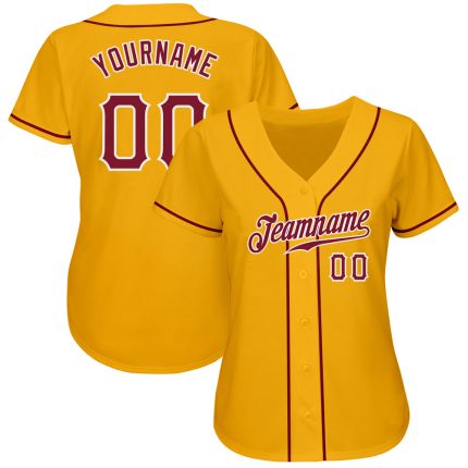 Custom Name and Number Gold Crimson-White Baseball Jersey - Personalized Authentic Team Jersey Personalized Gold Crimson-White