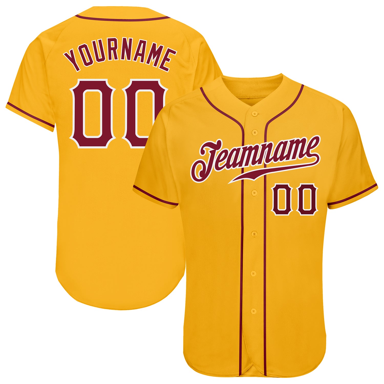 Custom Name and Number Gold Crimson-White Baseball Jersey - Personalized Authentic Team Jersey Personalized Gold Crimson-White