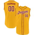 Custom Name Number Personalized Gold Crimson-White Baseball Jersey Authentic Sleeveless Team Apparel Personalized Gold Crimson-White