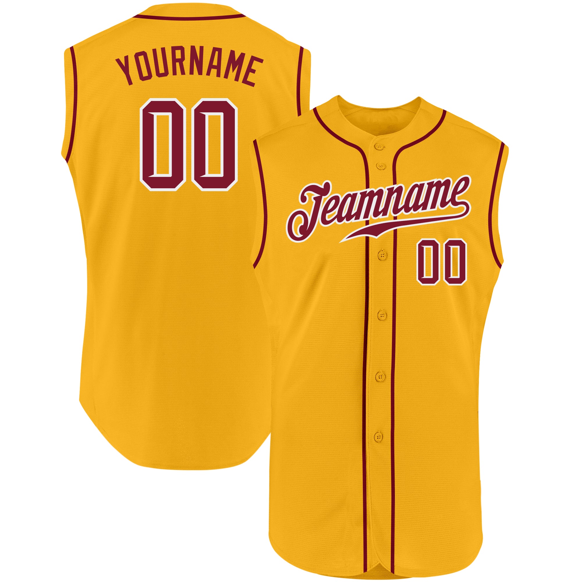 Custom Name Number Personalized Gold Crimson-White Baseball Jersey Authentic Sleeveless Team Apparel Personalized Gold Crimson-White