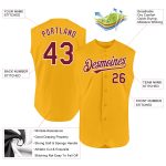 Personalized Gold Crimson White Baseball Jersey - Authentic Sleeveless Design Personalized Gold Crimson-White Authentic Sleeveless