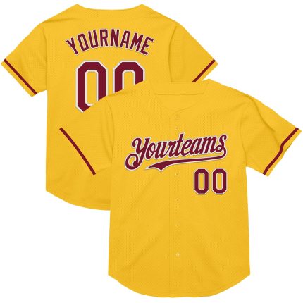 Custom Name & Number Personalized Crimson-White Gold Authentic Throwback Baseball Jersey Personalized Gold Crimson-White