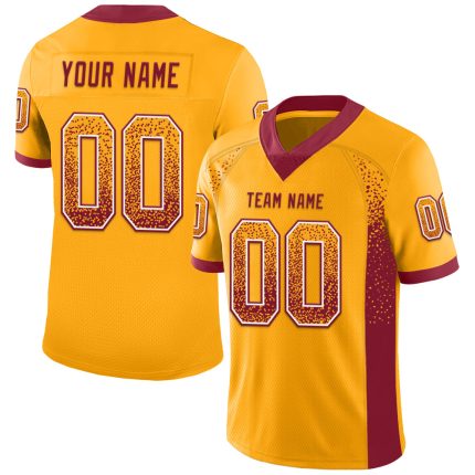 Custom Name and Number Gold Crimson-White Drift Fashion Football Jersey - Personalized Team Jersey Personalized Gold Crimson-White