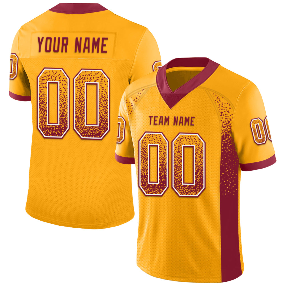 Custom Name and Number Gold Crimson-White Drift Fashion Football Jersey - Personalized Team Jersey Personalized Gold Crimson-White