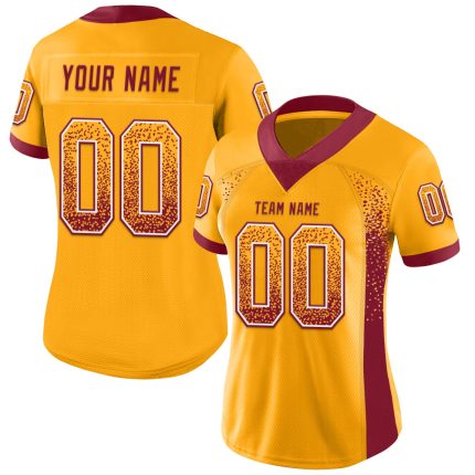 Custom Name and Number Gold Crimson-White Drift Fashion Football Jersey - Personalized Team Jersey Personalized Gold Crimson-White