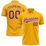 Custom Team Name Number Personalized Gold Crimson White Golf Polo Shirt Performance Personalized Gold Crimson-White Performance
