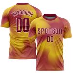 Custom Personalized Gold Crimson-White Soccer Jersey with Name and Number - Sublimation Team Uniform Personalized Gold Crimson-White