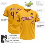 Custom Gold Crimson-White Unisex Softball Jersey - Personalized Two-Button Style Personalized Gold Crimson-White Two-Button
