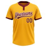 Custom Two-Button Unisex Softball Jersey - Personalized Gold Crimson-White with Name and Number Personalized Gold Crimson-White
