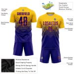 Personalized Soccer Jersey with Custom Name and Number, Gold Dark Purple-Orange Sublimation Team Uniform Personalized Gold
