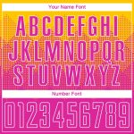 Custom Name and Number Soccer Uniform Jersey in Personalized Gold Deep Pink-White Design Personalized Gold Deep Pink-White