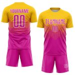 Custom Name and Number Soccer Uniform Jersey in Personalized Gold Deep Pink-White Design Personalized Gold Deep Pink-White