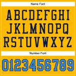 Custom Personalized Gold Electric Blue Navy Football Jersey with Name & Number Personalized Gold Electric Blue-Navy Mesh
