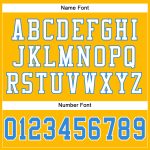 Custom Name Number Personalized Football Jersey, Authentic Mesh in Gold Electric Blue-White Personalized Gold Electric Blue-White