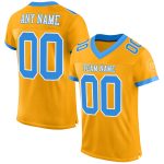 Custom Name Number Personalized Football Jersey, Authentic Mesh in Gold Electric Blue-White Personalized Gold Electric Blue-White