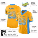 Personalized Gold Electric Blue White Football Jersey Custom Name Number Mesh Drift Fashion Team Personalized Gold Electric