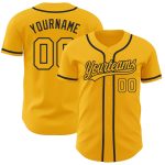 Personalized Gold-Black Baseball Jersey - Authentic Custom Team Apparel Personalized Gold Gold-Black Authentic Baseball Jersey