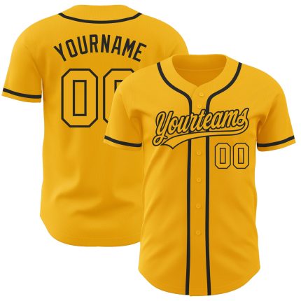 Personalized Gold-Black Baseball Jersey - Authentic Custom Team Apparel Personalized Gold Gold-Black Authentic Baseball Jersey