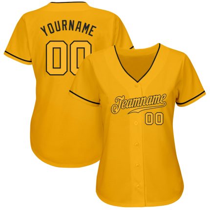 Custom Gold Black Baseball Jersey with Personalized Name and Number - Authentic Team Apparel Personalized Gold Gold-Black