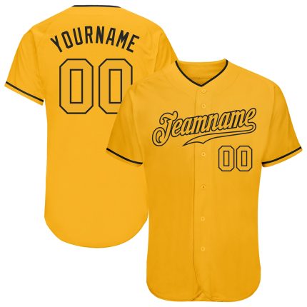 Custom Gold Black Baseball Jersey with Personalized Name and Number - Authentic Team Apparel Personalized Gold Gold-Black