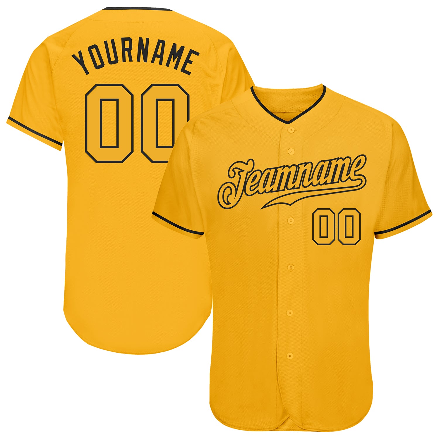 Custom Gold Black Baseball Jersey with Personalized Name and Number - Authentic Team Apparel Personalized Gold Gold-Black