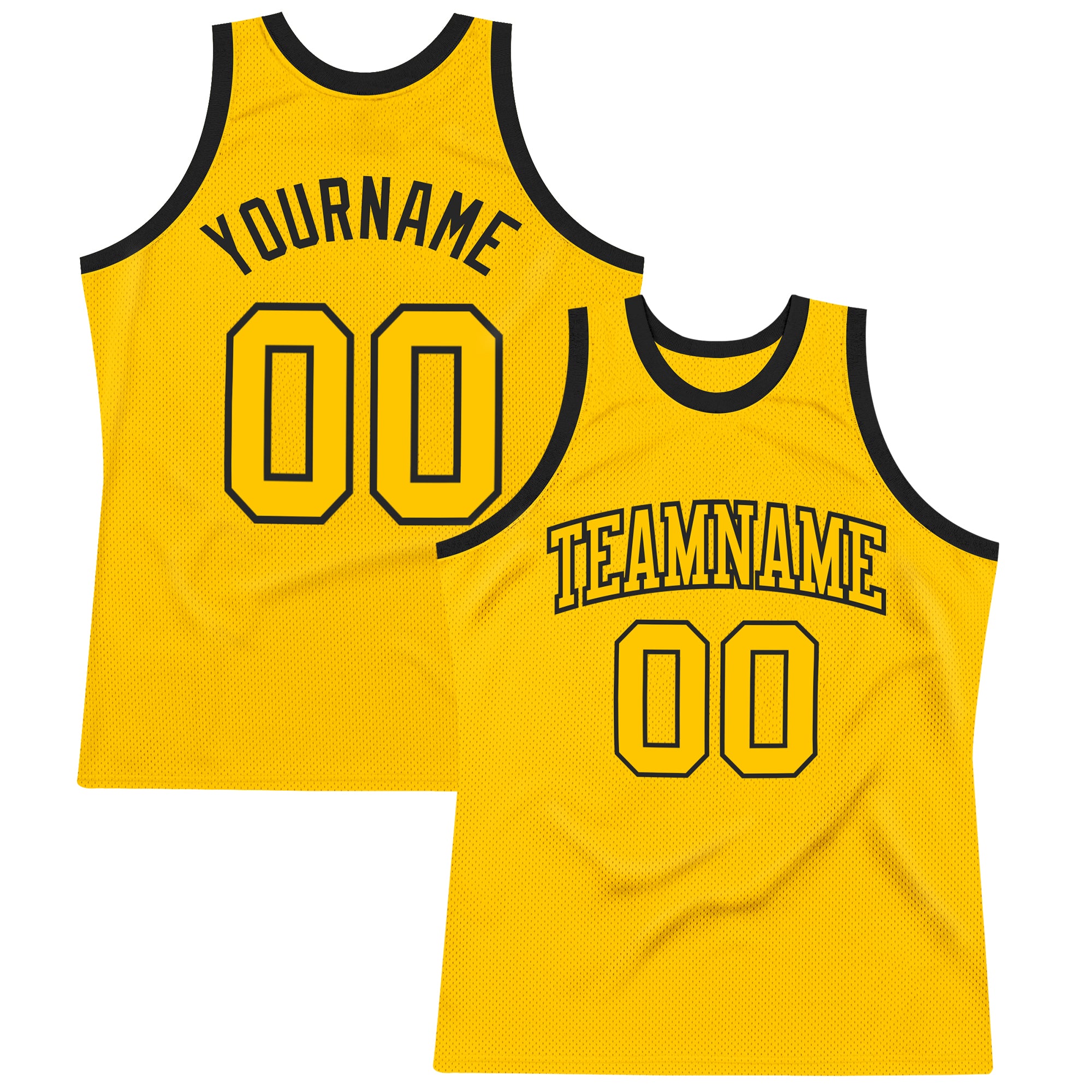 Custom Gold and Black Basketball Jersey - Personalized Throwback Design with Name and Number Personalized Gold Gold-Black