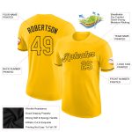Custom Team Name and Number Gold-Black Performance T-Shirt - Personalized Gold Sports Tee Personalized Gold Gold-Black Performance
