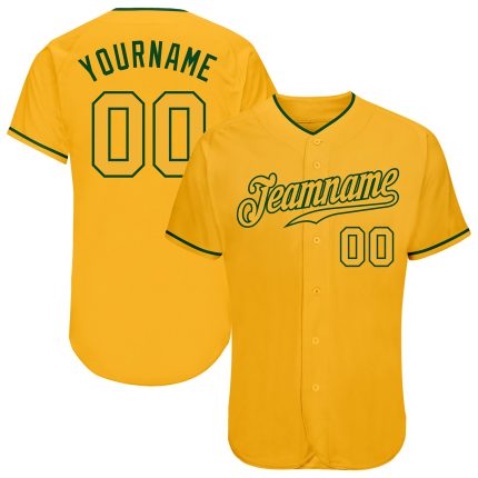Custom Name & Number Personalized Gold-Green Baseball Jersey - Authentic Team Gear Personalized Gold Gold-Green Authentic