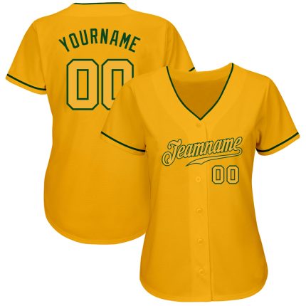 Custom Name & Number Personalized Gold-Green Baseball Jersey - Authentic Team Gear Personalized Gold Gold-Green Authentic