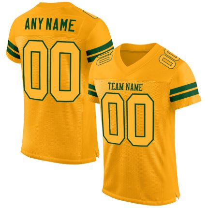 Custom Name Number Authentic Football Jersey - Personalized Gold-Green Mesh Team Jersey Personalized Gold Gold-Green Mesh