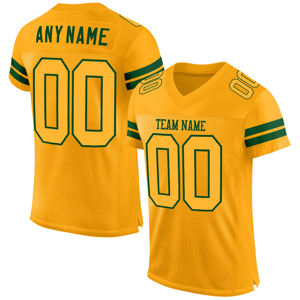 Custom Name Number Authentic Football Jersey - Personalized Gold-Green Mesh Team Jersey Personalized Gold Gold-Green Mesh