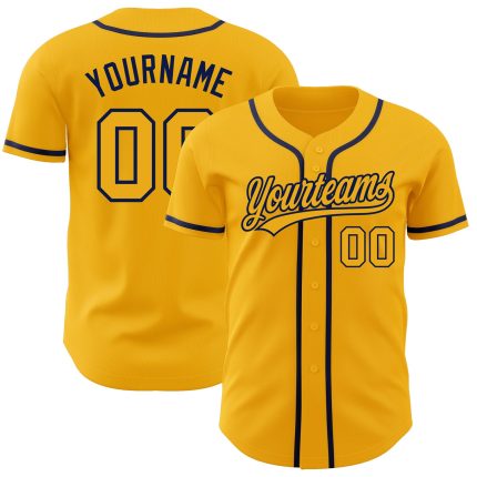 Personalized Gold Navy Baseball Jersey - Authentic Design for Fans Personalized Gold Gold-Navy Authentic Baseball Jersey