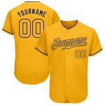 Personalized Gold Navy Baseball Jersey with Custom Name and Number - Authentic Team Apparel Personalized Gold Gold-Navy Authentic