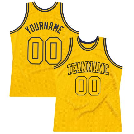 Custom Name and Number Personalized Gold-Navy Authentic Basketball Jersey - Team Edition Personalized Gold Gold-Navy Authentic