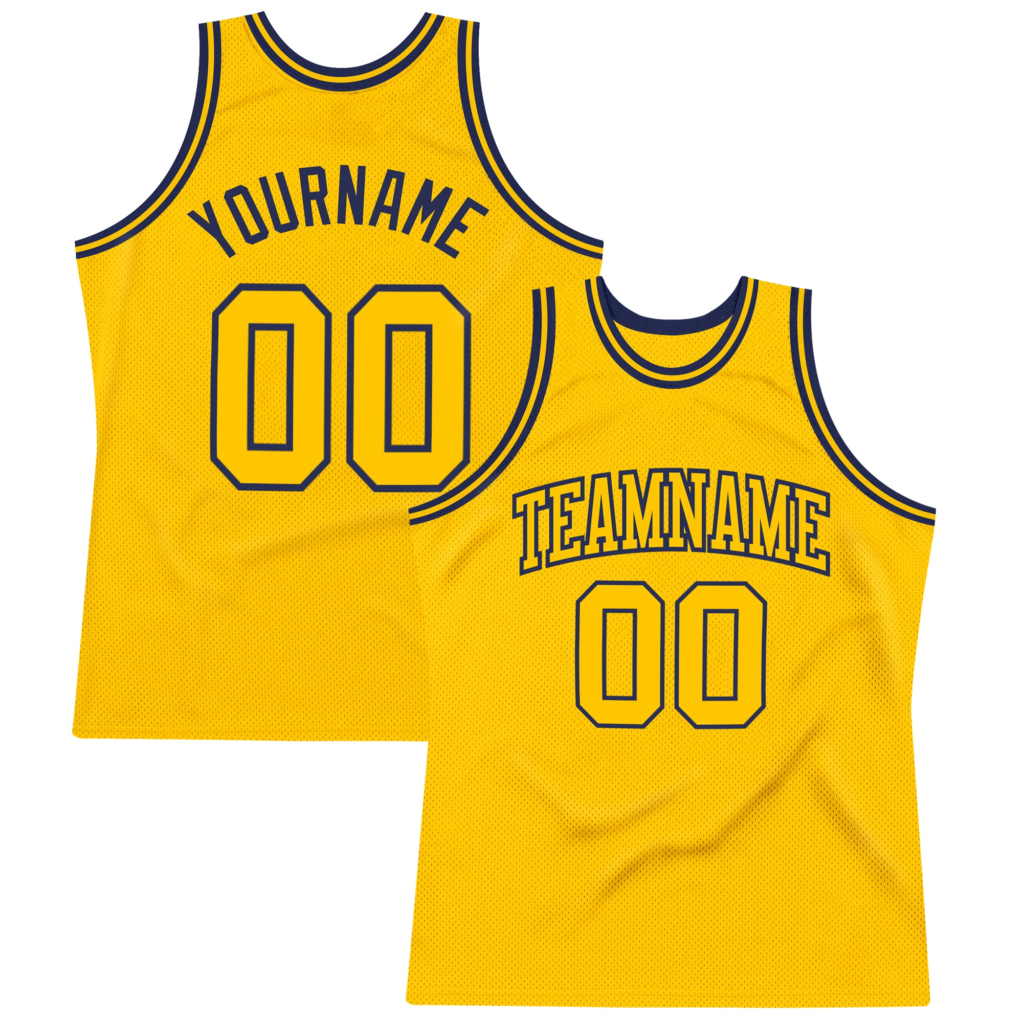 Custom Name and Number Personalized Gold-Navy Authentic Basketball Jersey - Team Edition Personalized Gold Gold-Navy Authentic