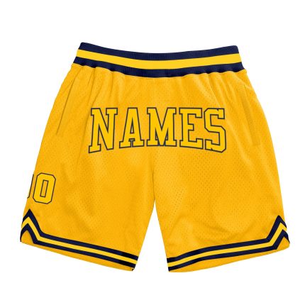 Custom Name and Number Personalized Gold-Navy Throwback Basketball Shorts - Authentic Team Gear Personalized Gold Gold-Navy