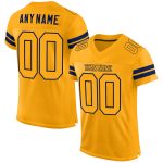 Custom Team Football Jersey - Personalized Gold and Navy Mesh with Authentic Name and Number Personalized Gold Gold-Navy