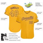 Custom Name Number Baseball Jersey - Personalized Authentic Gold Purple Team Jersey Personalized Gold Gold-Purple Authentic